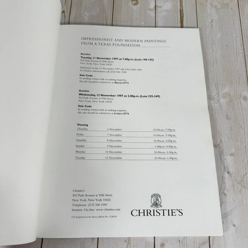 Christie's Impressionist & Modern Paintings Texas Foundation 1997 Catalog
